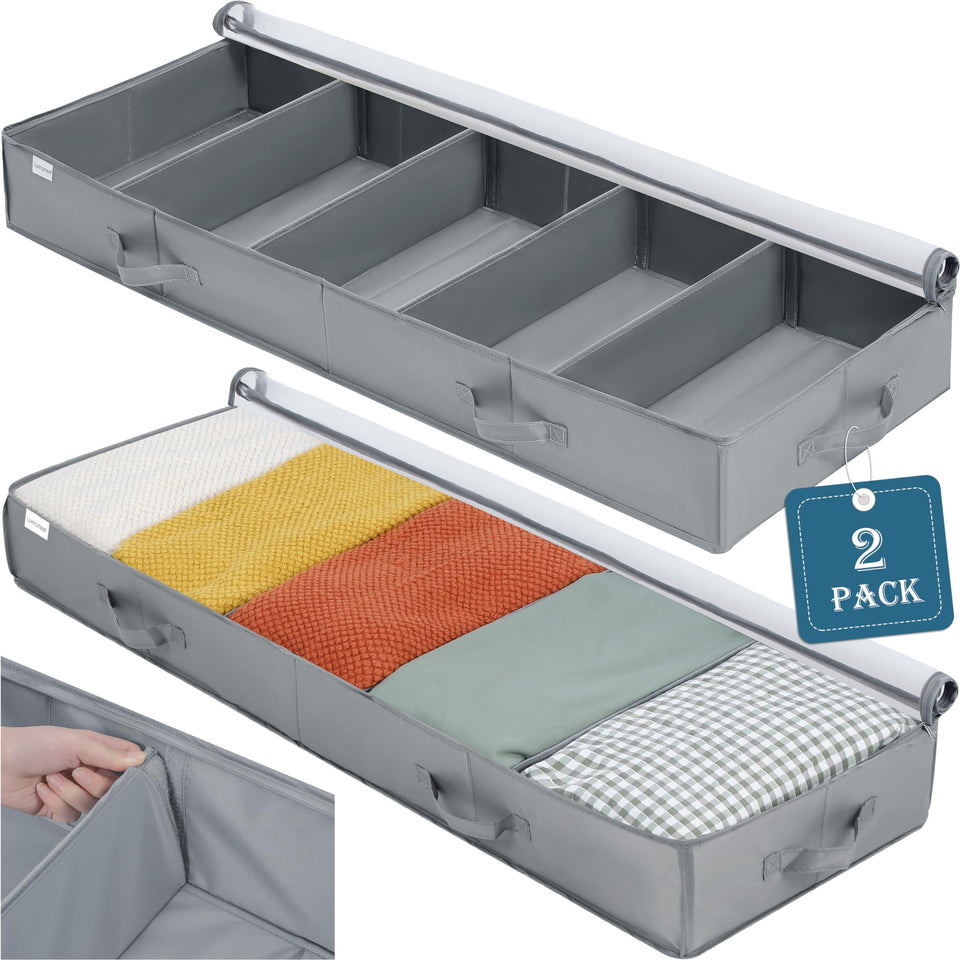 LUVHOMEE under-bed storage bags 2-pack with clear view of contents for quick outfit retrieval