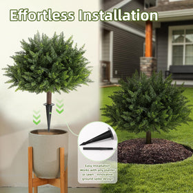 LUWENER cedar topiary withstands wind and rain for outdoor use.