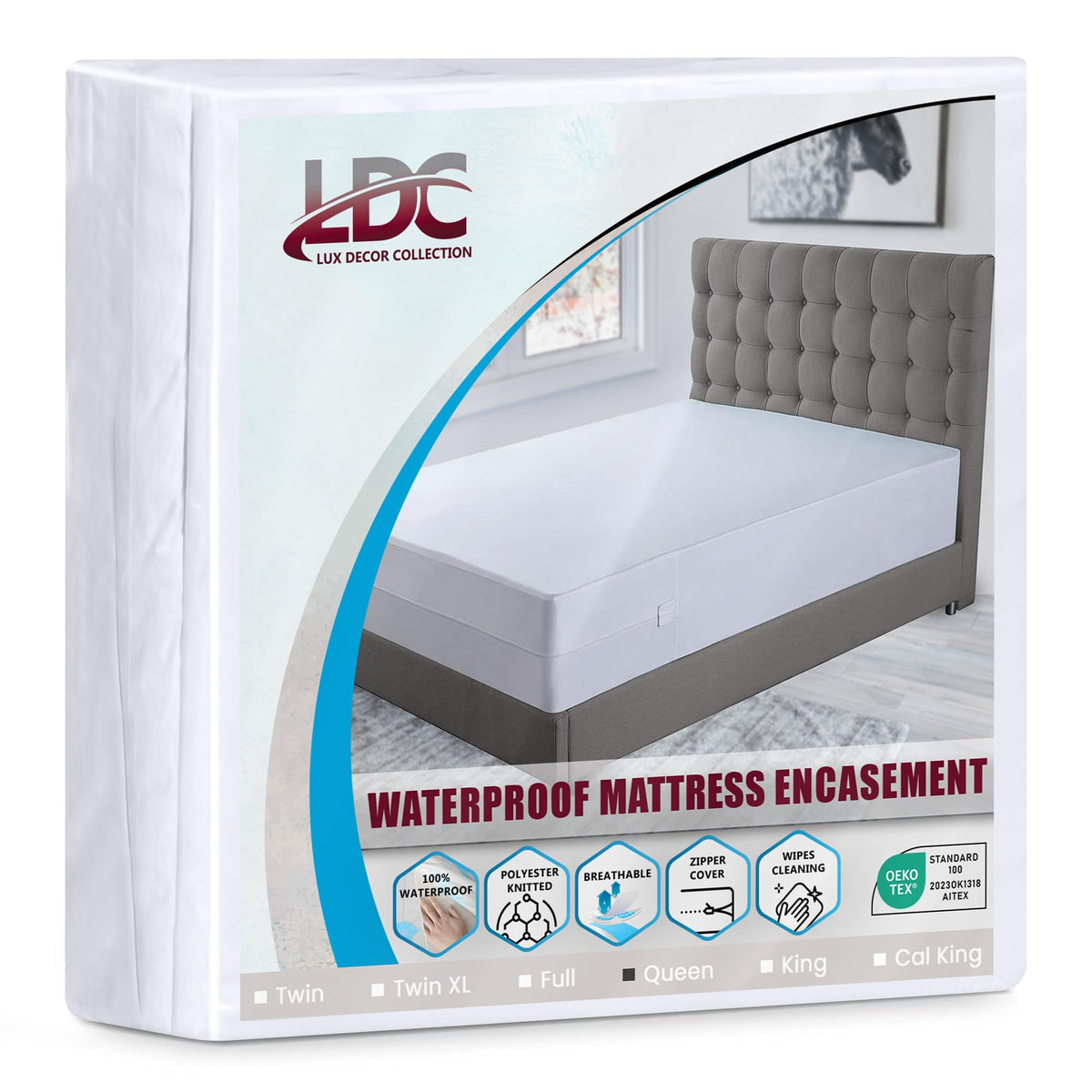 LUX Decor Queen encasement guards against moisture to keep the mattress clean.