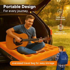 Luxchoice queen air mattress uses puncture-resistant PVC for durability.