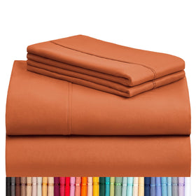 LuxClub 4pc king sheet set with deep pockets fits thick mattresses securely.