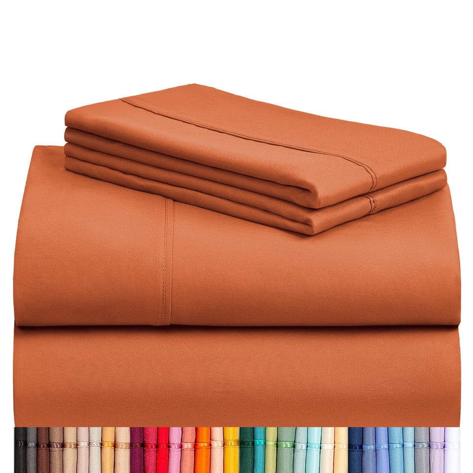LuxClub 4pc king sheet set with deep pockets fits thick mattresses securely.