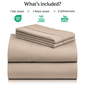 LuxClub 4pc queen sheets flat sheet providing smooth layering and breathable comfort