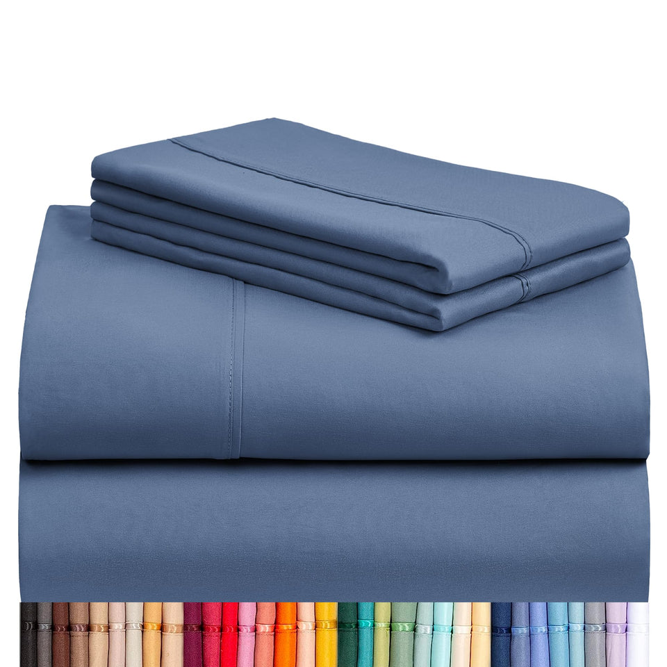 LuxClub 4pc queen sheets package showing soft, breathable bedding for restful nights.