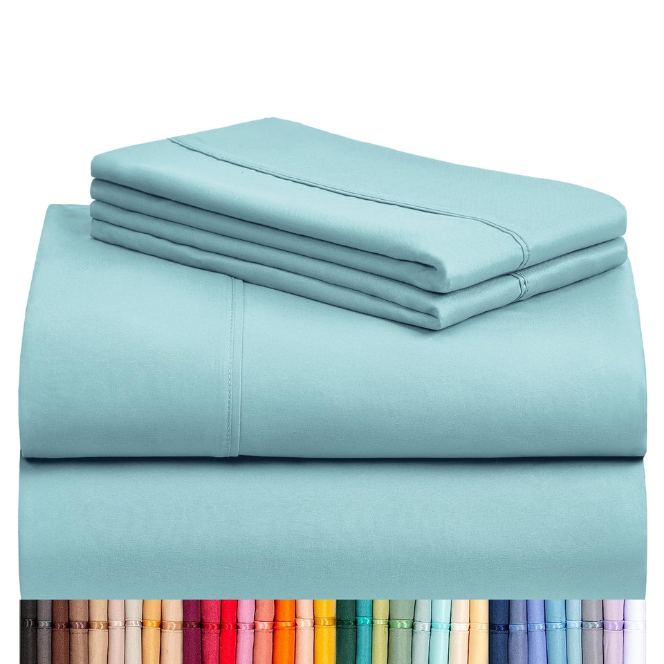 LuxClub 4pc queen sheets set packaging showcases premium microfiber softness