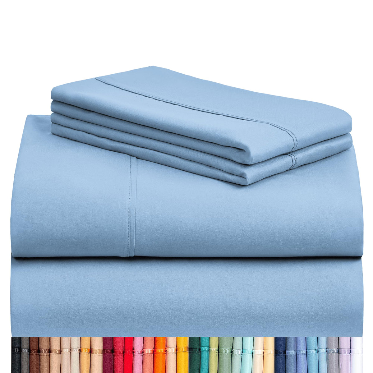 LuxClub breathable queen sheet set in sky color for cool comfort.