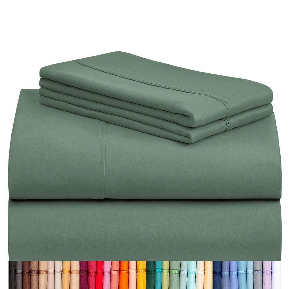 LuxClub breathable queen sheet set showcases cooling comfort for a peaceful night's sleep.