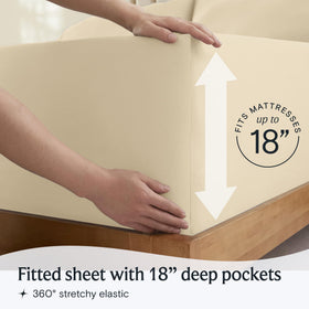 LuxClub deep-pocket design with 18-inch depth secures memory foam toppers.