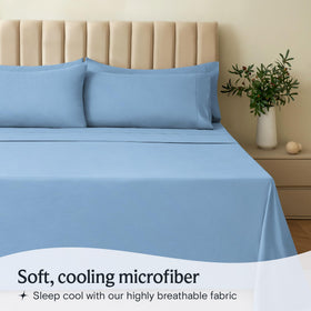 LuxClub double-brushed microfiber softness for a silky feel night after night.