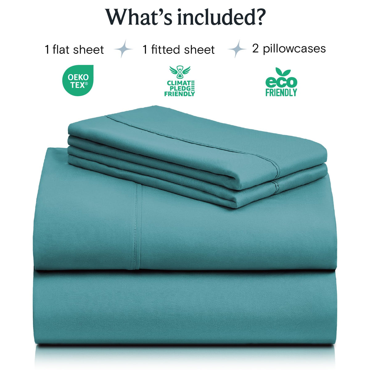 LuxClub flat sheet teal queen adds cooling, breathable microfiber softness.