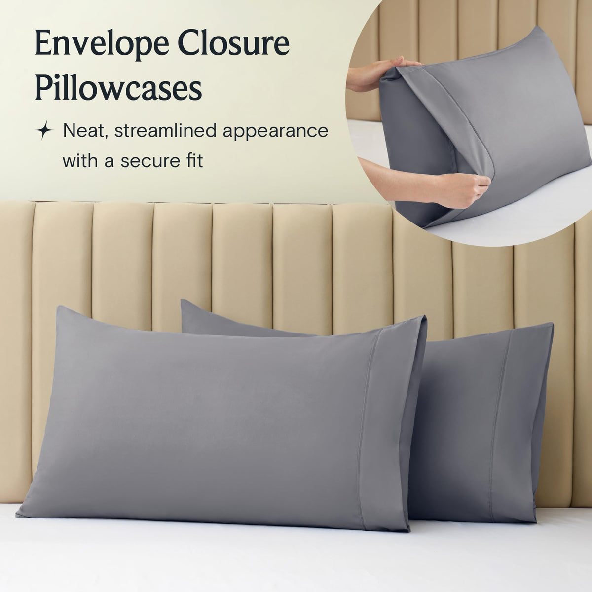 LuxClub light grey bedding on bed complements any room decor.