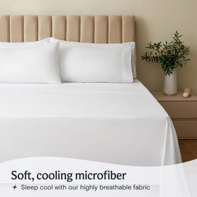 LuxClub microfiber close-up highlights breathable, cool bedding texture