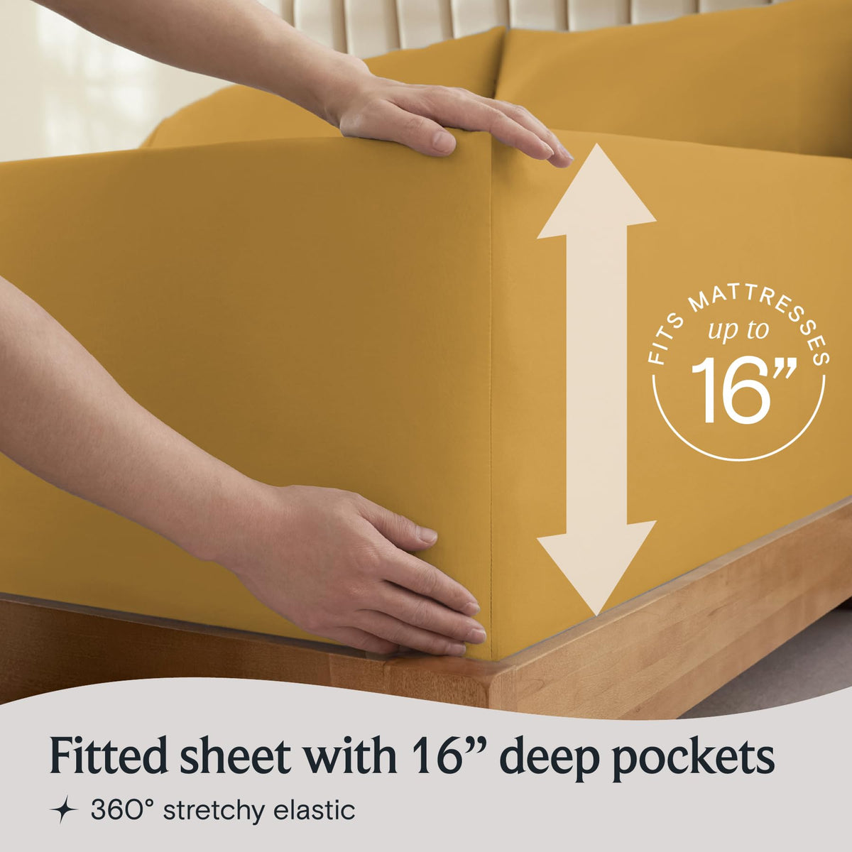 LuxClub wrinkle-free queen sheets shown draped to emphasize easy care.