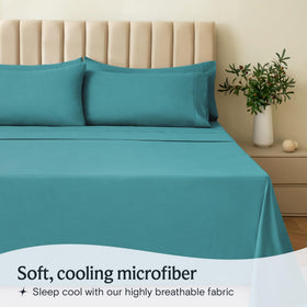 LuxClub pillowcase teal queen delivers silky softness and wrinkle resistance.