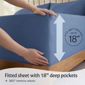 LuxClub queen sheets with elastic all around for a snug bed fit.