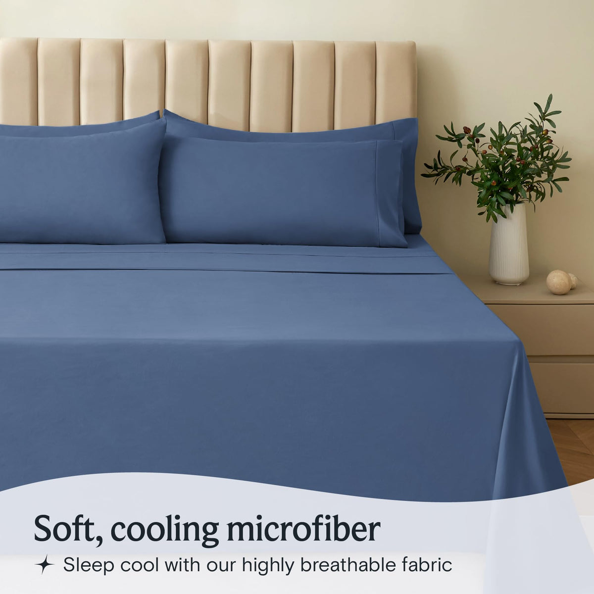 LuxClub queen flat sheet with silky surface for smooth, cooling sleep.