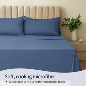 LuxClub queen flat sheet with silky surface for smooth, cooling sleep.