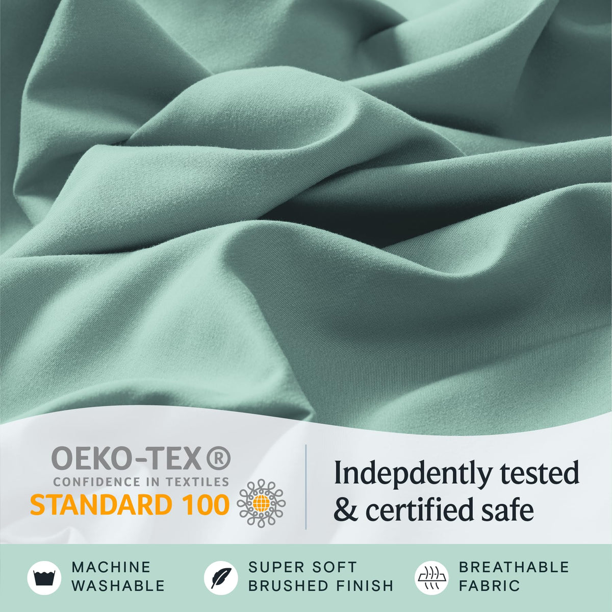 LuxClub queen sheets light teal color adds calm, hotel-inspired style.