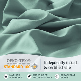 LuxClub queen sheets light teal color adds calm, hotel-inspired style.
