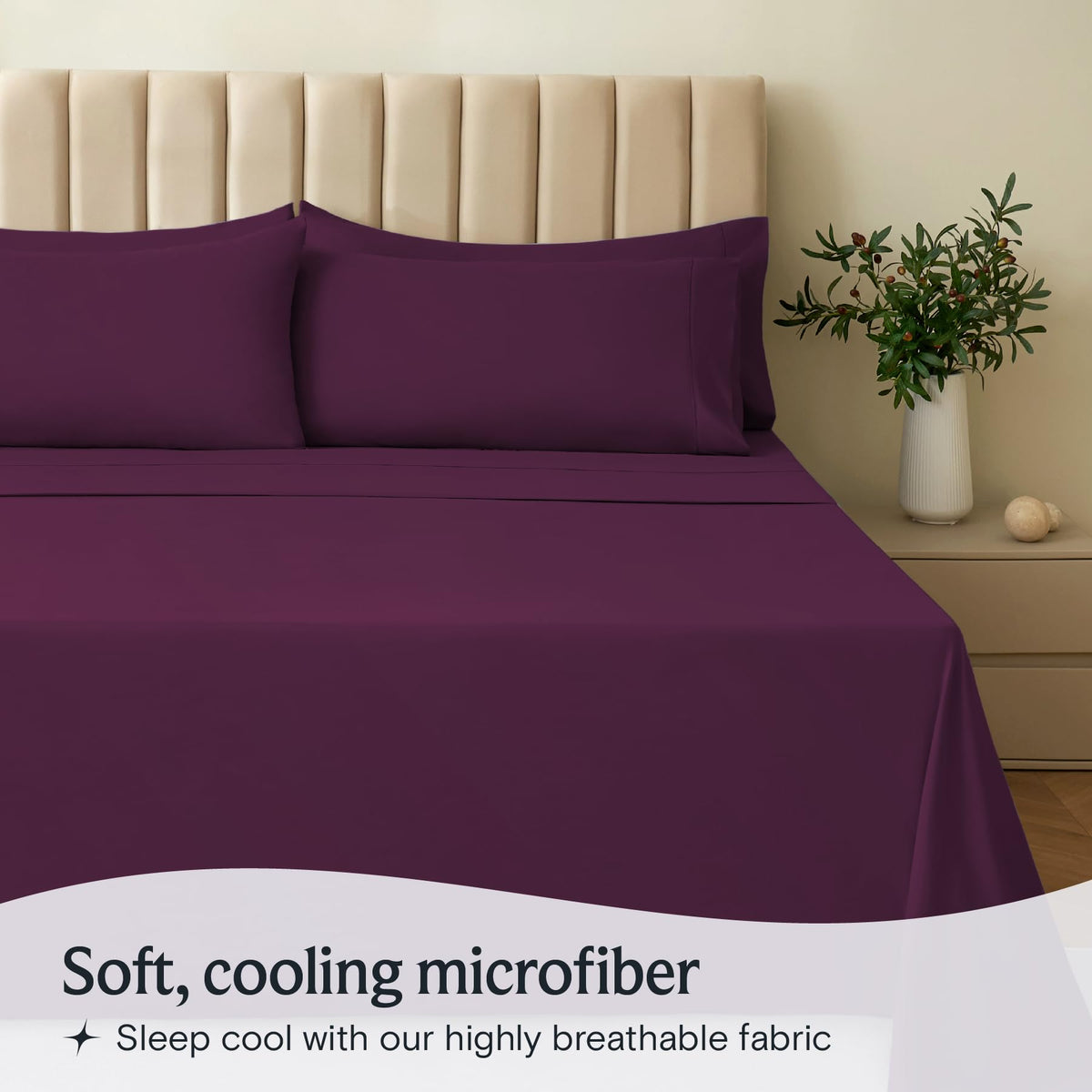 LuxClub queen sheet set features wrinkle-free finish for a tidy bedroom look.