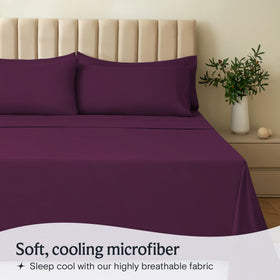LuxClub queen sheet set features wrinkle-free finish for a tidy bedroom look.