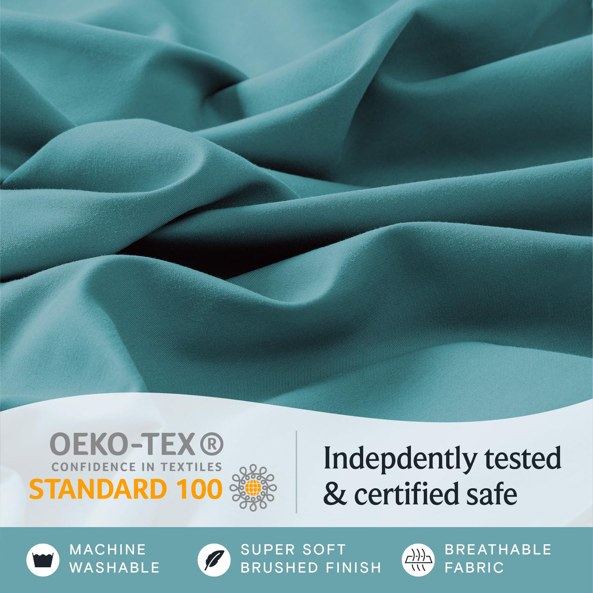 LuxClub wrinkle-free microfiber teal queen keeps bed tidy.