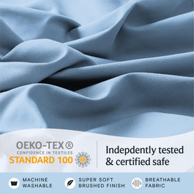 LuxClub wrinkle-free, silky queen sheets stay smooth through the night.