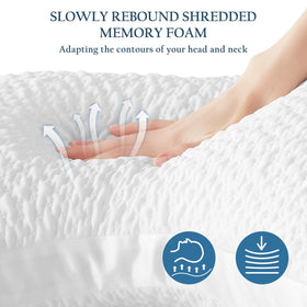 Luxe Linen neck and shoulder support pillow suited for multiple sleeping positions.