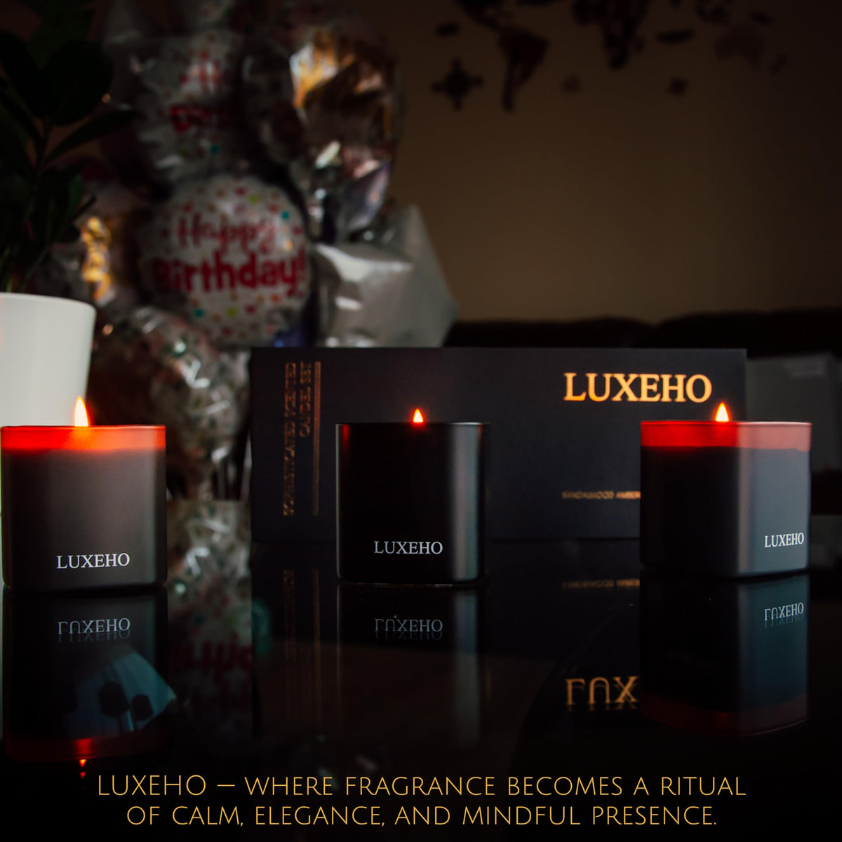 LUXEHO 75+ hours burn time across three candles