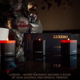 LUXEHO 75+ hours burn time across three candles