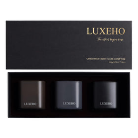 LUXEHO Champagne candle in a black matte jar for refined ambiance