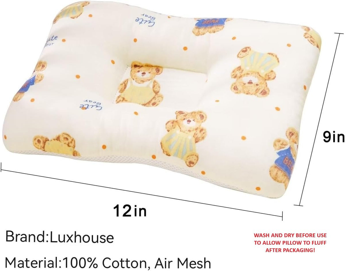 LUXHOUSE Teddy pillow cotton exterior with pearl cotton filling for plush support.