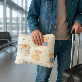 LUXHOUSE Teddy pillow nursery decor addition adds cozy charm to small spaces.