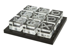 LuxLand Home Tic Tac Toe board with black base adds stylish decor to any tabletop.
