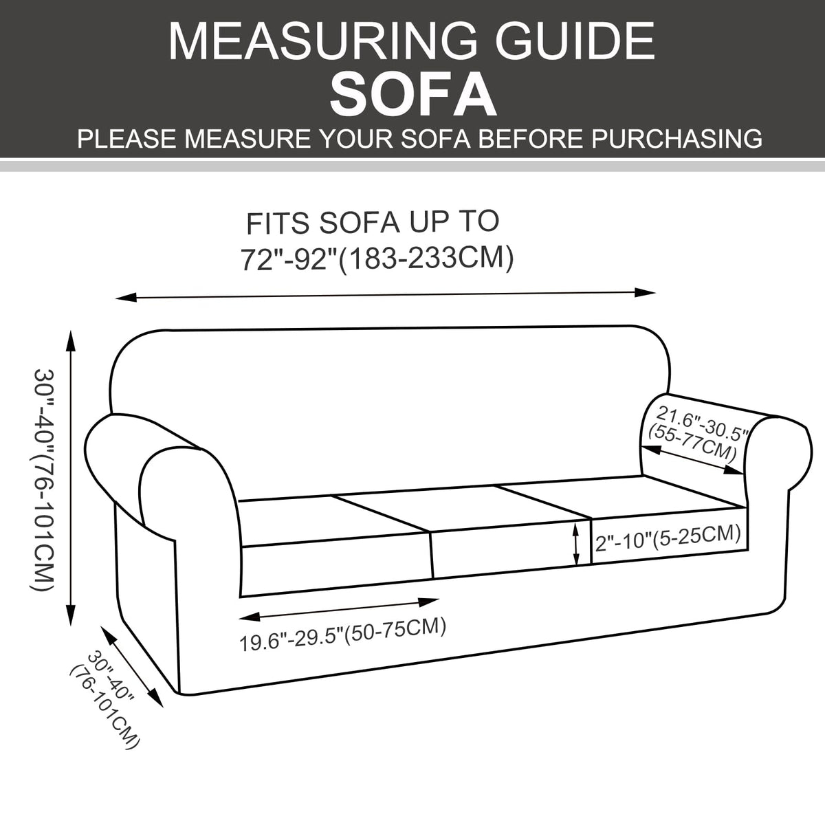 Luxshare Home black stretch couch slipcover adds sleek, versatile style.