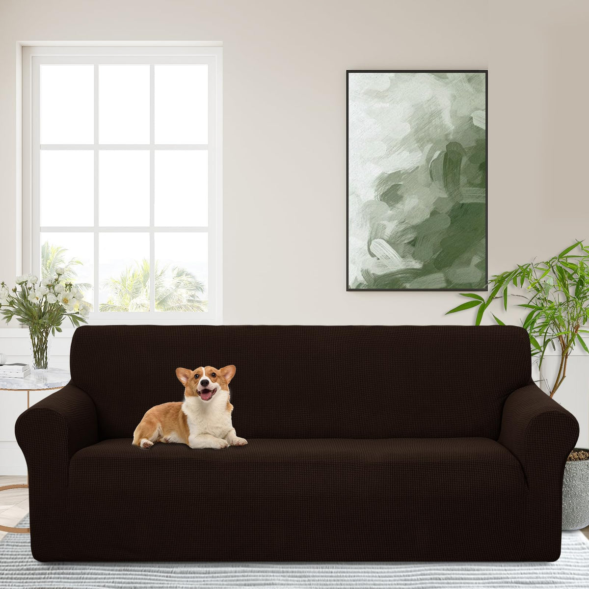 Luxshare Home stretch couch cover on a large sofa provides a snug, stylish fit and protection.