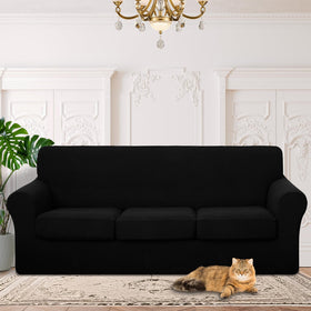 Luxshare Home stretch jacquard 4-piece couch cover ensures a snug fit and protected sofa.