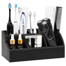 Luxspire 5-slot organizer back view with toothbrushes and toothpaste