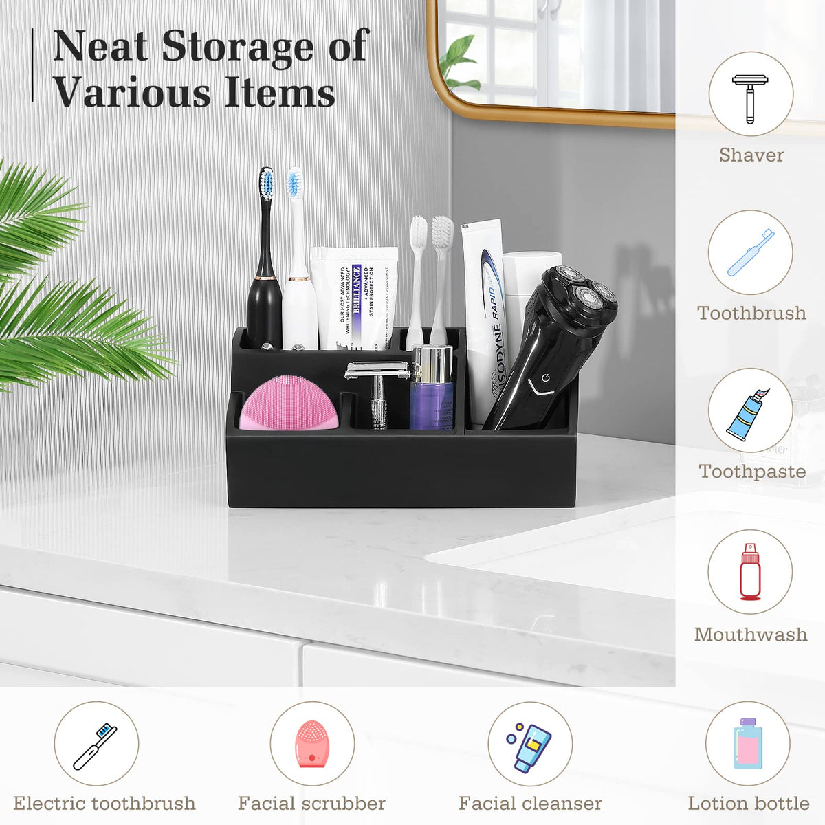 Luxspire side view highlighting space for a hand soap dispenser