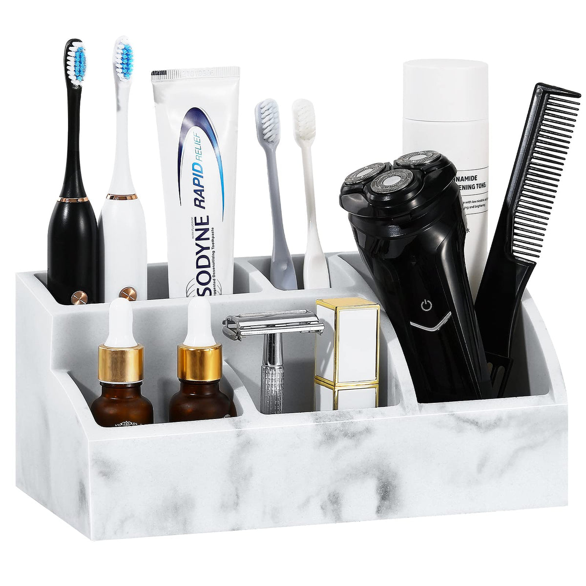 Luxspire bathroom counter organizer 5-slot keeps toothbrushes neatly arranged
