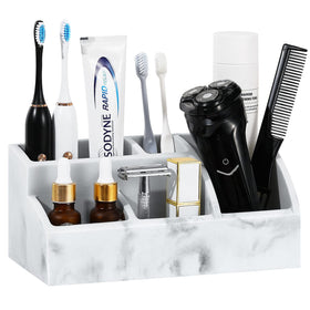 Luxspire bathroom counter organizer 5-slot keeps toothbrushes neatly arranged