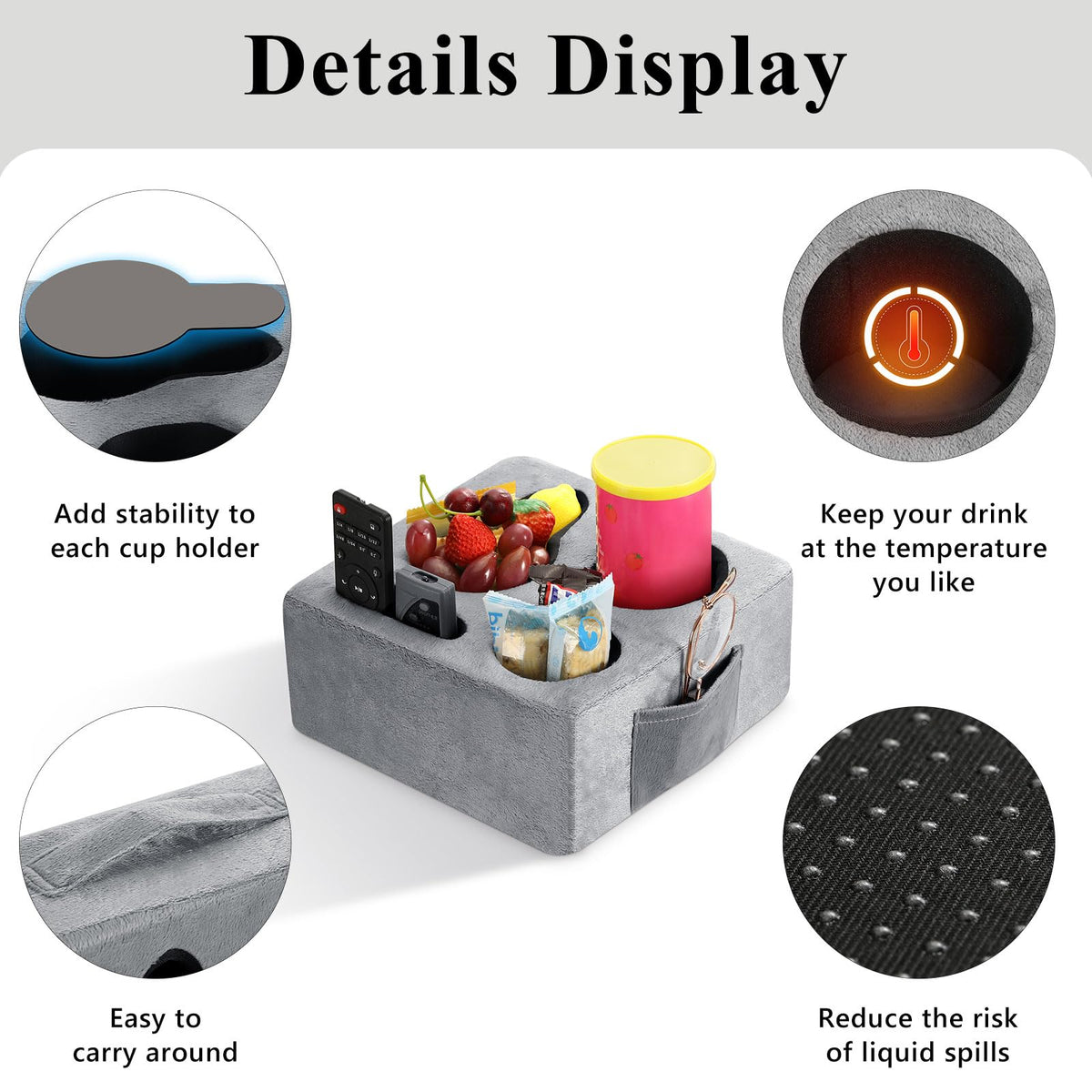 Luxspire side pocket stores cards and remotes for easy access.