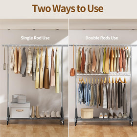 Luxspire double-rod design with extra hanging space for long items