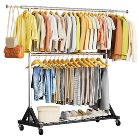 Luxspire heavy-duty clothes rack front view showing robust 600 lb capacity