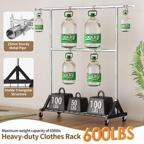 Luxspire clothes rack side view emphasizing stability and compact footprint