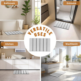 Luxspire stone bath mat in light gray complements modern bathrooms.