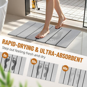 Luxspire stone bath mat with non-slip base maintains grip on wet floors.