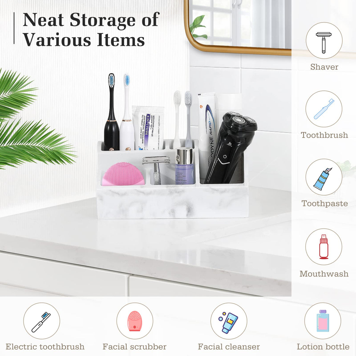 Luxspire toothbrush holder marble design adds elegant countertop storage