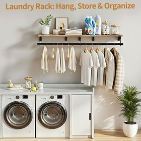 Luxspire wall-mounted clothes rack with hanging garments for organized closet space