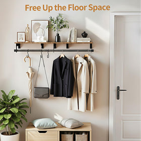 Luxspire wall-mounted clothes rack assembly view with mounting hardware